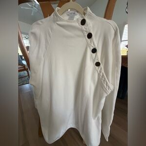 Joan Vass Cream Top with Black Buttons